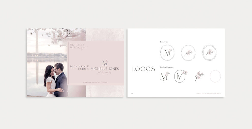 Brand identity style guide for Michelle Jones Photography.